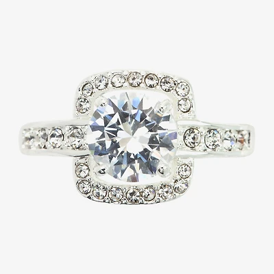 Sparkle Allure Womens Cubic Zirconia Pure Silver Over Brass Round Halo Engagement Ring