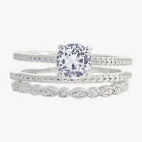 Sparkle Allure Womens Cubic Zirconia Pure Silver Over Brass Round Cocktail Ring