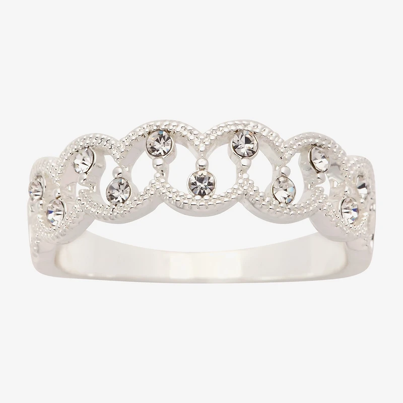 Sparkle Allure Station Womens 2.5MM Crystal Pure Silver Over Brass Band