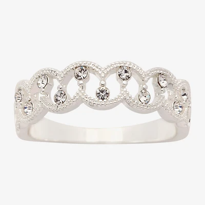 Sparkle Allure Station Womens 2.5MM Crystal Pure Silver Over Brass Band