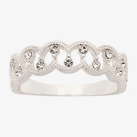 Sparkle Allure Station Womens 2.5MM Crystal Pure Silver Over Brass Band