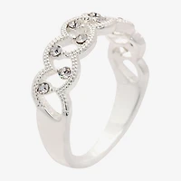 Sparkle Allure Station Womens 2.5MM Crystal Pure Silver Over Brass Band