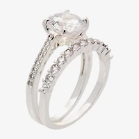 Sparkle Allure Womens Cubic Zirconia Pure Silver Over Brass Round Solitaire Bridal Set