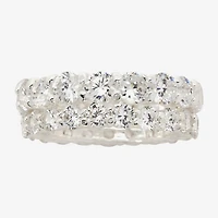 Sparkle Allure Stackable Womens Cubic Zirconia Pure Silver Over Brass Eternity Bridal Set