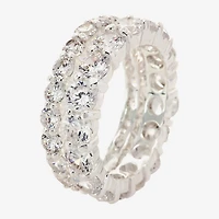 Sparkle Allure Stackable Womens Cubic Zirconia Pure Silver Over Brass Eternity Bridal Set