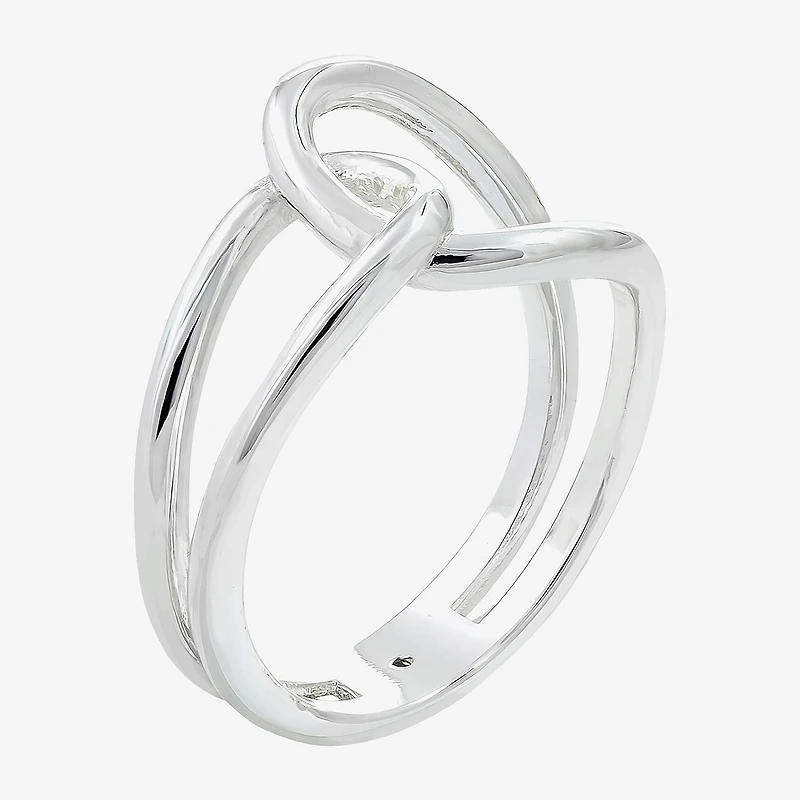 Sparkle Allure Interlocking Loops Womens 4.5MM Pure Silver Over Brass Crossover Band