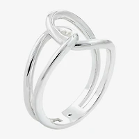 Sparkle Allure Interlocking Loops Womens 4.5MM Pure Silver Over Brass Crossover Band