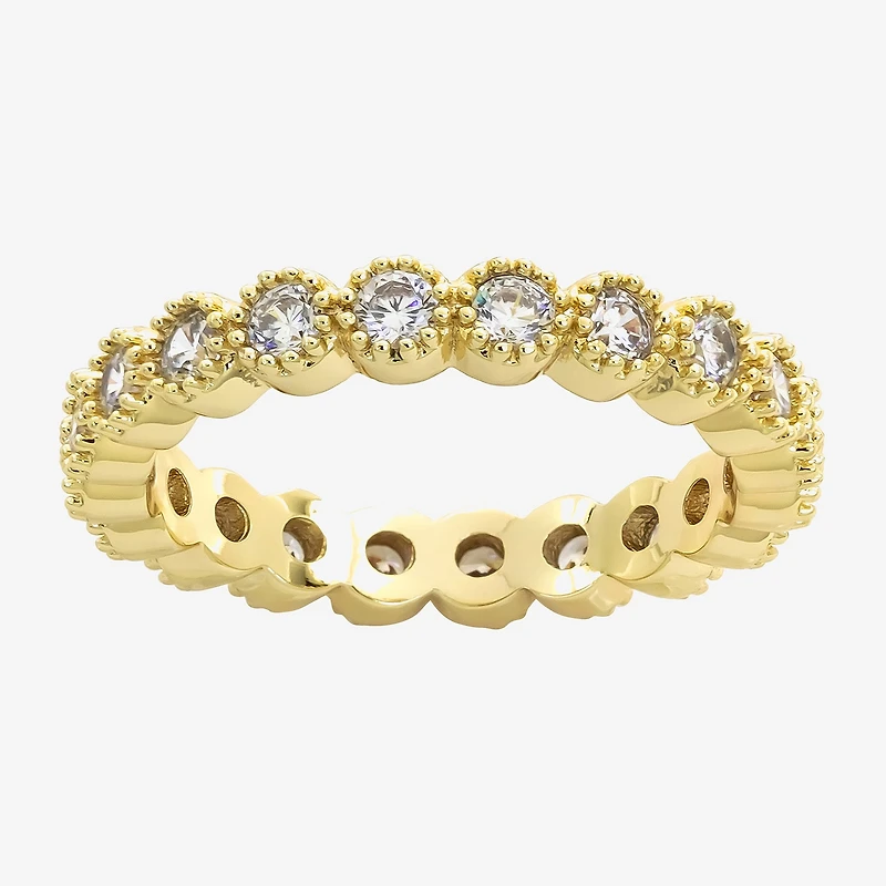 Sparkle Allure Womens 2.5MM Cubic Zirconia 14K Gold Over Brass Round Eternity Band
