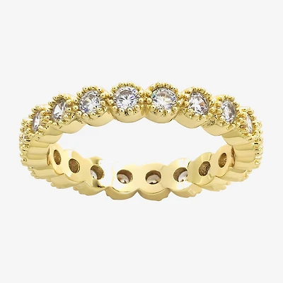Sparkle Allure Womens 2.5MM Cubic Zirconia 14K Gold Over Brass Round Eternity Band