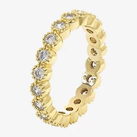 Sparkle Allure Womens 2.5MM Cubic Zirconia 14K Gold Over Brass Round Eternity Band
