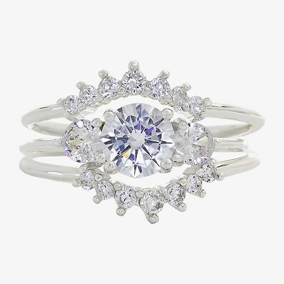 Sparkle Allure Womens Cubic Zirconia Pure Silver Over Brass Side Stone Bridal Set