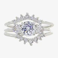 Sparkle Allure Womens Cubic Zirconia Pure Silver Over Brass Side Stone Bridal Set
