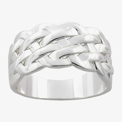 Sparkle Allure Woven Womens 5MM Pure Silver Over Brass Band