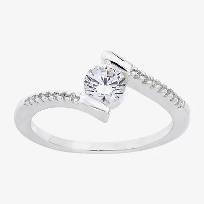 Sparkle Allure Womens Cubic Zirconia Pure Silver Over Brass Round Bypass  Band