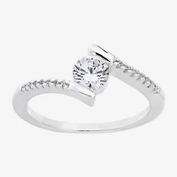Sparkle Allure Womens Cubic Zirconia Pure Silver Over Brass Round Bypass  Band