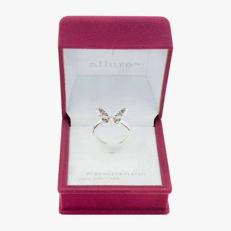 Sparkle Allure Womens Multi Color Crystal Pure Silver Over Brass Butterfly Cocktail Ring
