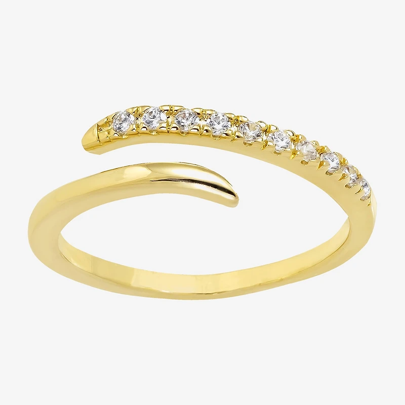 Sparkle Allure Womens Cubic Zirconia 14K Gold Over Brass Bypass Band
