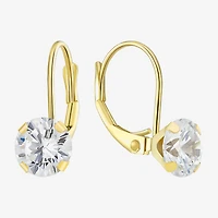 Womens Cubic Zirconia 10K Gold Round Drop Earrings