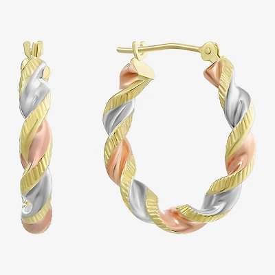 14K Tri-Tone Hoop Earrings