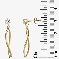 Womens Lab Created Cubic Zirconia 14K Gold Drop Earrings