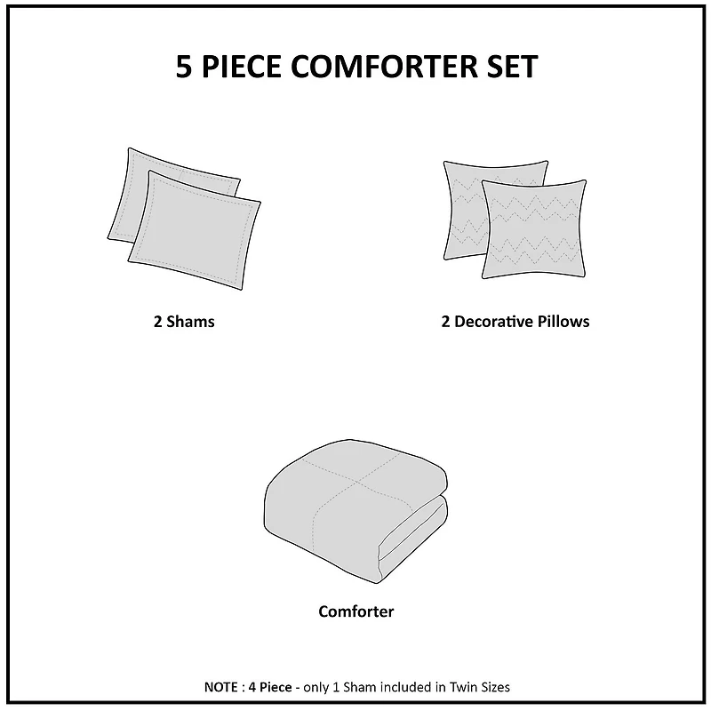 Intelligent Design Ensley Jacquard 100% Cotton Comforter Set with Decorative Pillows