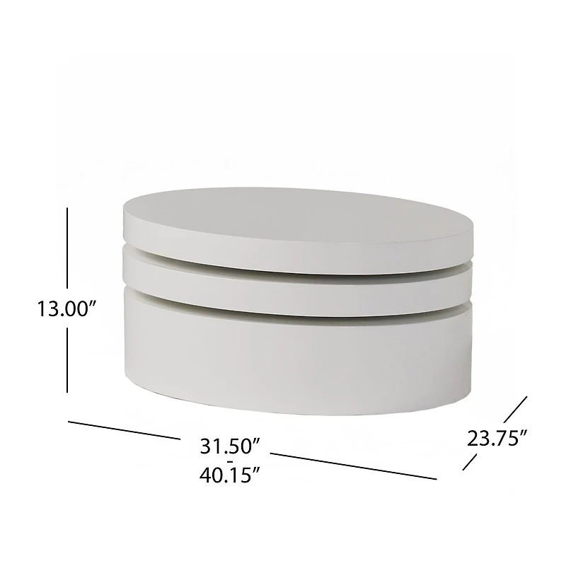 Oval Rotatable Coffee Table