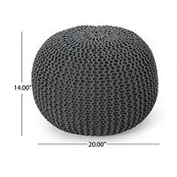 Nahunta Modern Knitted Cotton Pouf Ottoman