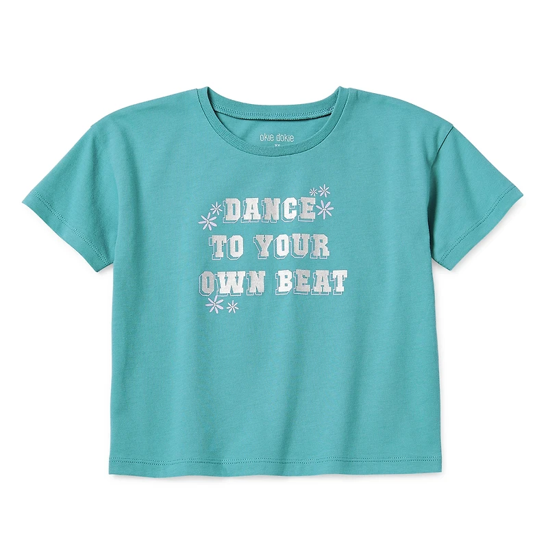 Okie Dokie Active Girls Round Neck Short Sleeve T-Shirt