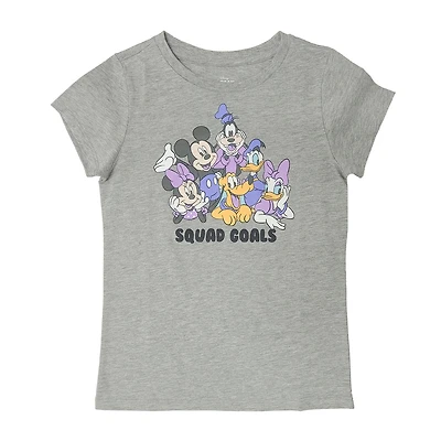 Disney Collection Little & Big Kid Girls Crew Neck Short Sleeve Regular Fit Mickey and Friends Graphic T-Shirt
