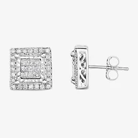 TruMiracle® 1/2 CT.T.W. Natural Princess Natural Diamond 10K Gold Stud Earrings