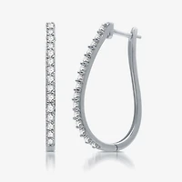Womens 1 CT. T.W. Natural White Diamond 10K Gold 29.1mm Hoop Earrings