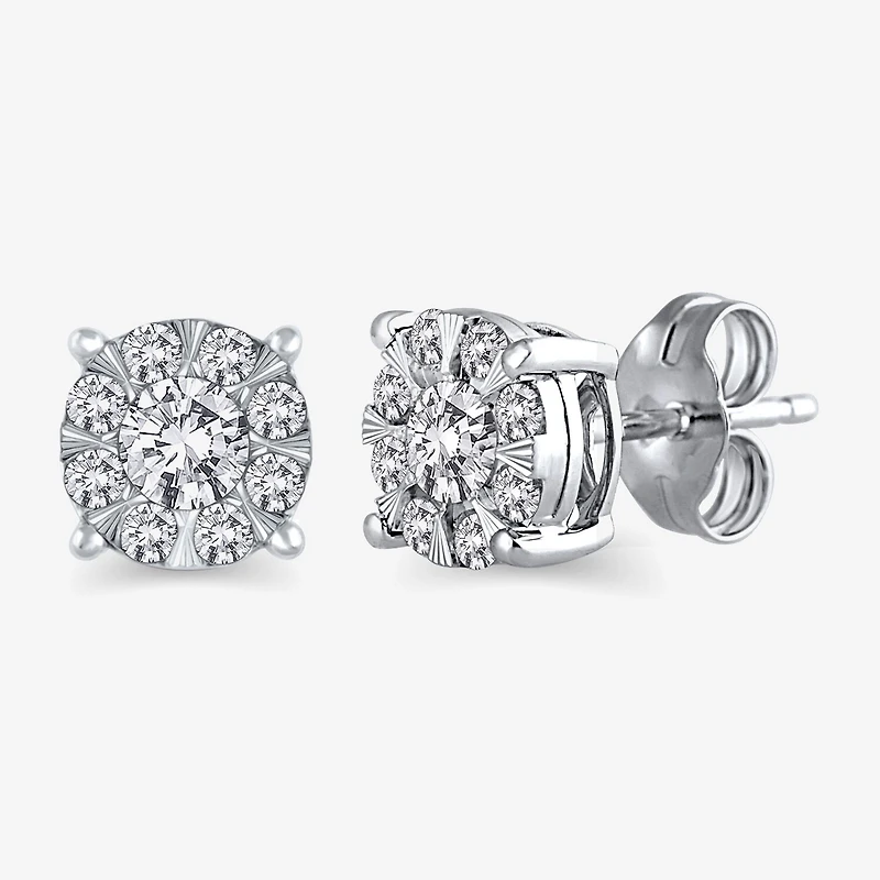 1/2 CT. T.W. Natural White Diamond 10K Gold 6.5mm Stud Earrings