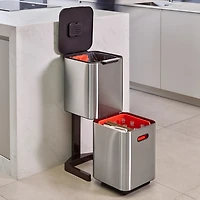 Joseph Joseph  Totem Compact 40-Litre - Stainless Steel Waste And Recycling Bins Trash Can