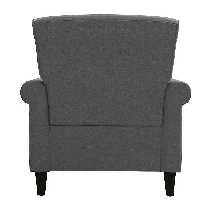 Jean Traditional Rolled Arm Accent Chair with Pewter Nailheads in Linen