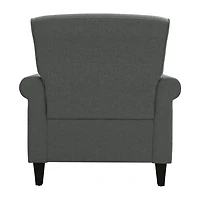 Jean Traditional Rolled Arm Accent Chair with Pewter Nailheads in Linen
