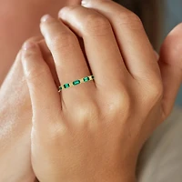 Womens Diamond Accent Lab Created Green Emerald 10K Gold Wedding Band