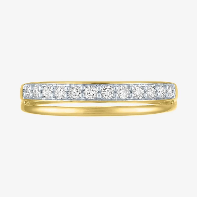 (G-H / Si2-I1) Womens 4.5MM 1/4 CT. T.W. Lab Grown White Diamond 10K Gold Wedding Band