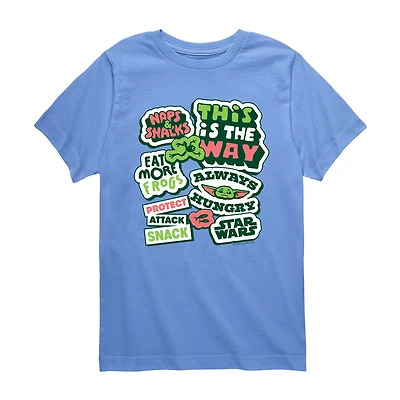 Disney Collection Little & Big Kid Boys Crew Neck Short Sleeve Regular Fit Baby Yoda Star Wars Graphic T-Shirt