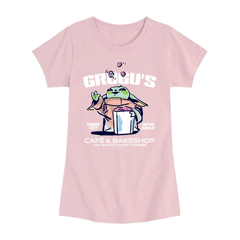 Disney Collection Little & Big Kid Girls Crew Neck Short Sleeve Regular Fit Baby Yoda Star Wars Graphic T-Shirt
