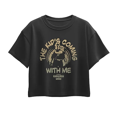 Disney Collection Little & Big Kid Girls Crew Neck Short Sleeve Regular Fit Baby Yoda Star Wars Graphic T-Shirt