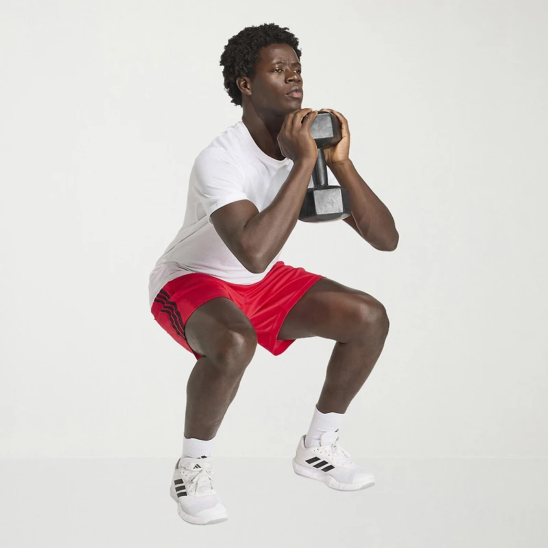 adidas Essential 3 Stripe Mens 7" Workout Shorts