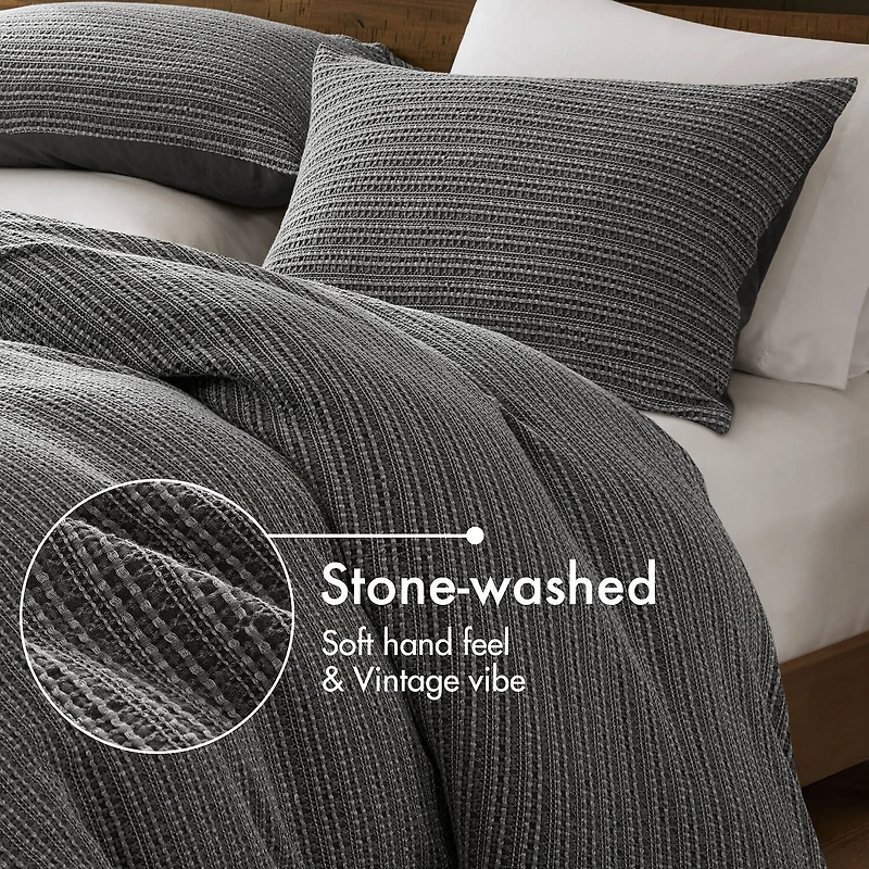 Woolrich Lyon Waffle Washed 3-pc. Easy Care Duvet Cover Set
