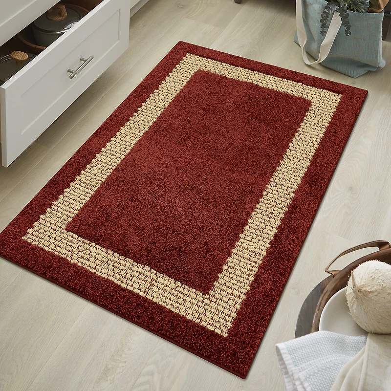 Maples Solid Cut and Loop Indoor Rectangular Accent Rug