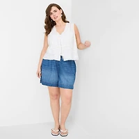 a.n.a Womens Plus V Neck Sleeveless Embroidered Vest