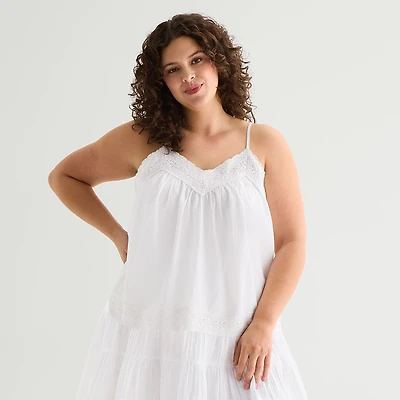 a.n.a Womens Plus V Neck Sleeveless Lace Trim Camisole