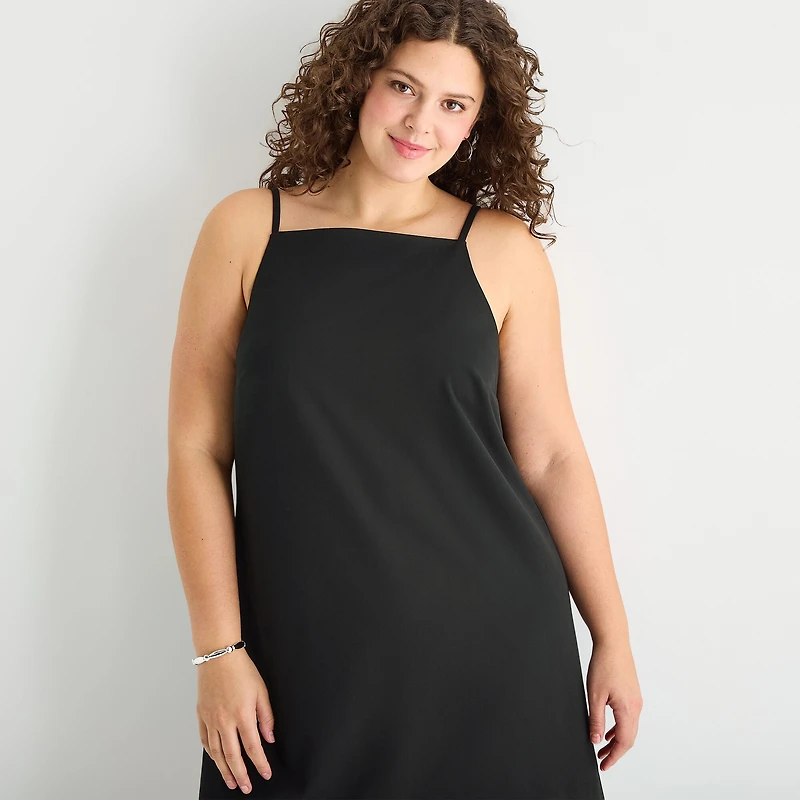 a.n.a Womens Plus Sleeveless Apron Tank Dress