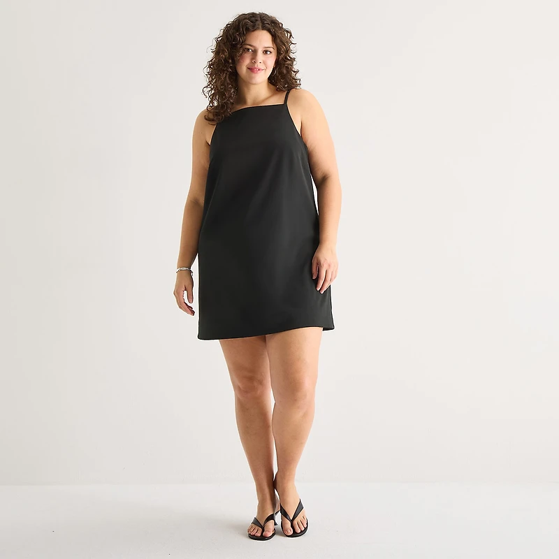 a.n.a Womens Plus Sleeveless Apron Tank Dress
