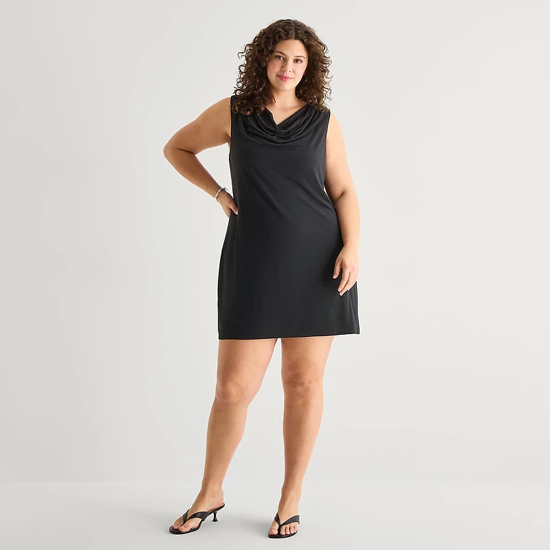 a.n.a Womens Plus Sleeveless Cowl Neck Knit Dress