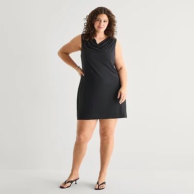 a.n.a Womens Plus Sleeveless Cowl Neck Knit Dress