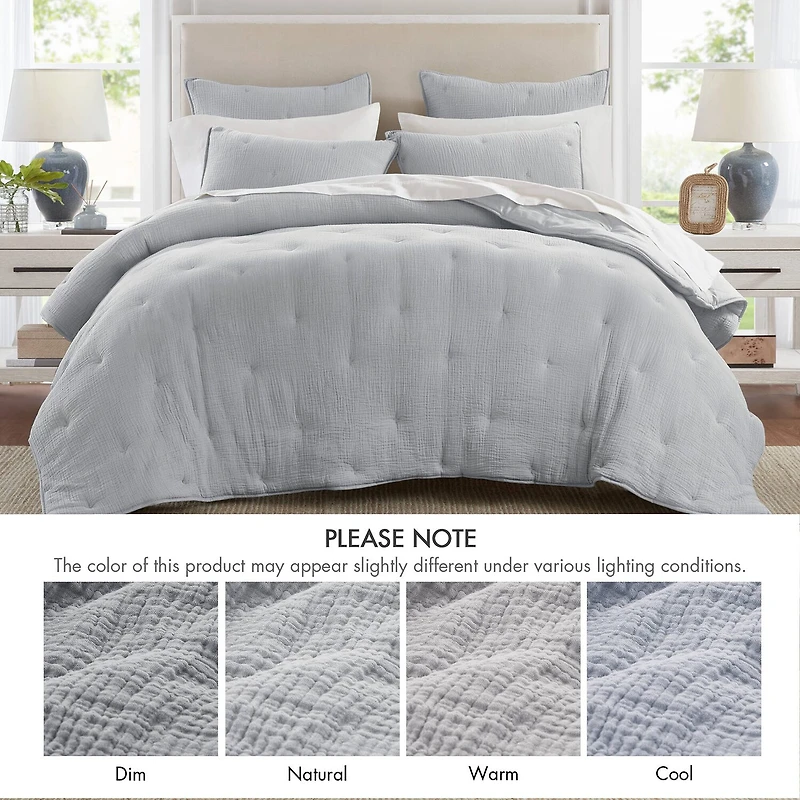 Harbor House Breeze Cotton Gauze  Embroidered 3-pc. Easy Care Quilt Set